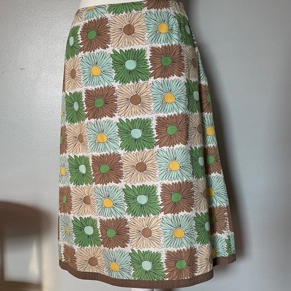Boden A-Line Daisy Print Floral Cotton Skirt Size US 4L/UK 8L - Picture 2 of 9